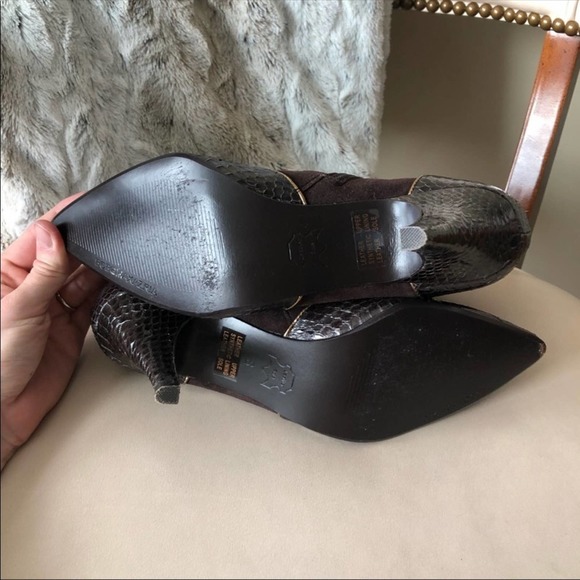 BCBGMaxAzria Chocolate Brown Suede heeled Bootie - Picture 6 of 7